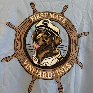 NWOT Vineyard Vines First Mate Golden Retriever Dog Short Sleeve T-Shirt Blue XL